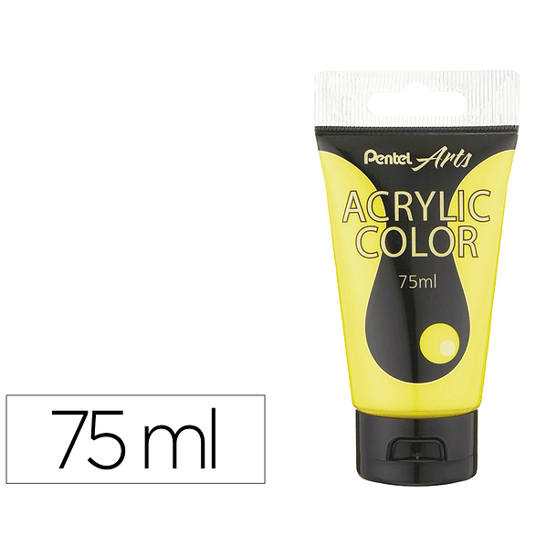 Tinta acrilica pentel em tubo de 75 ml cor amarelo limao 1