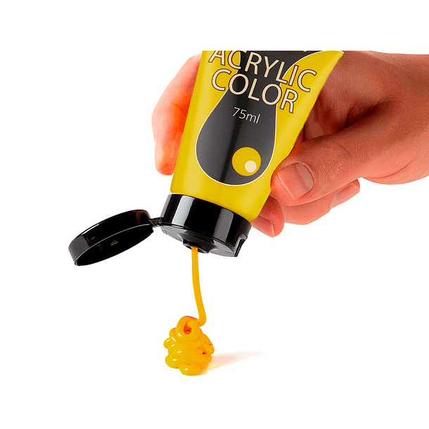 Tinta acrilica pentel em tubo de 75 ml cor amarelo escuro 2