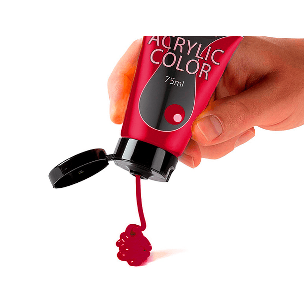 Tinta acrilica pentel em tubo de 75 ml cor carmesim 3