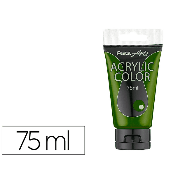 Tinta acrilica pentel em tubo de 75 ml cor verde azeitona 1