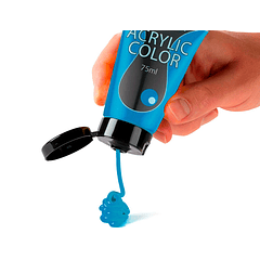 Tinta acrilica pentel em tubo de 75 ml cor turquesa