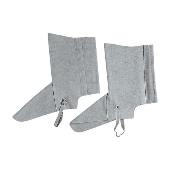 Polaina para soldador faru couro cromado ajustavel com velcro e fivela 40 cm 6