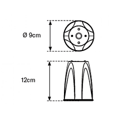 Adaptador para cone faru vermelho altura 120 mm diametro 90 mm