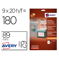 Etiqueta adesiva avery removivel para impressora laser injeção de tinta e fotocopiadora branca 62x89 mm