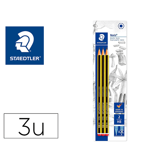 Lapis de grafite staedtler noris nº2 hb blister de 3 unidades 2