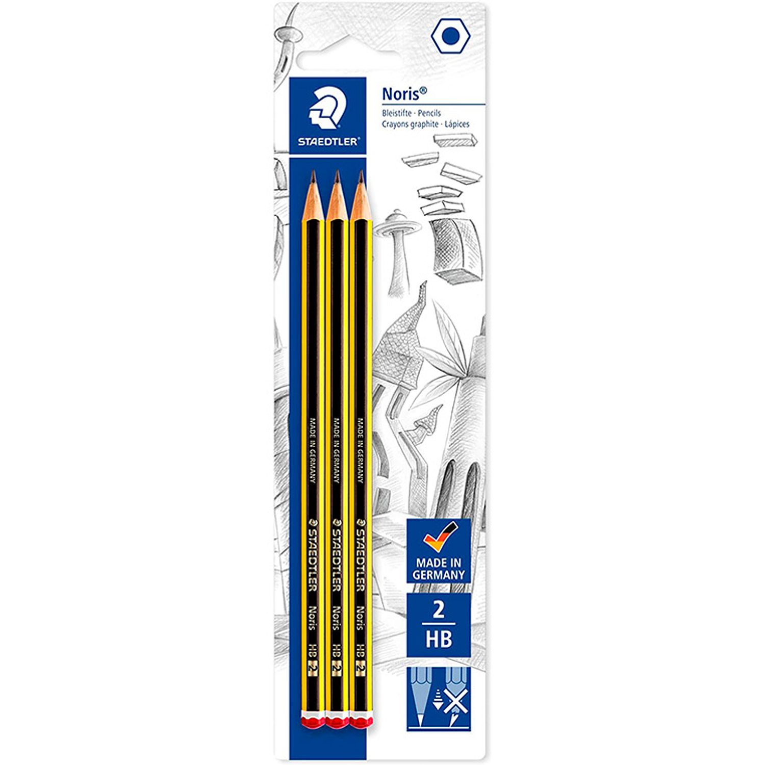 Lapis de grafite staedtler noris nº2 hb blister de 3 unidades 6