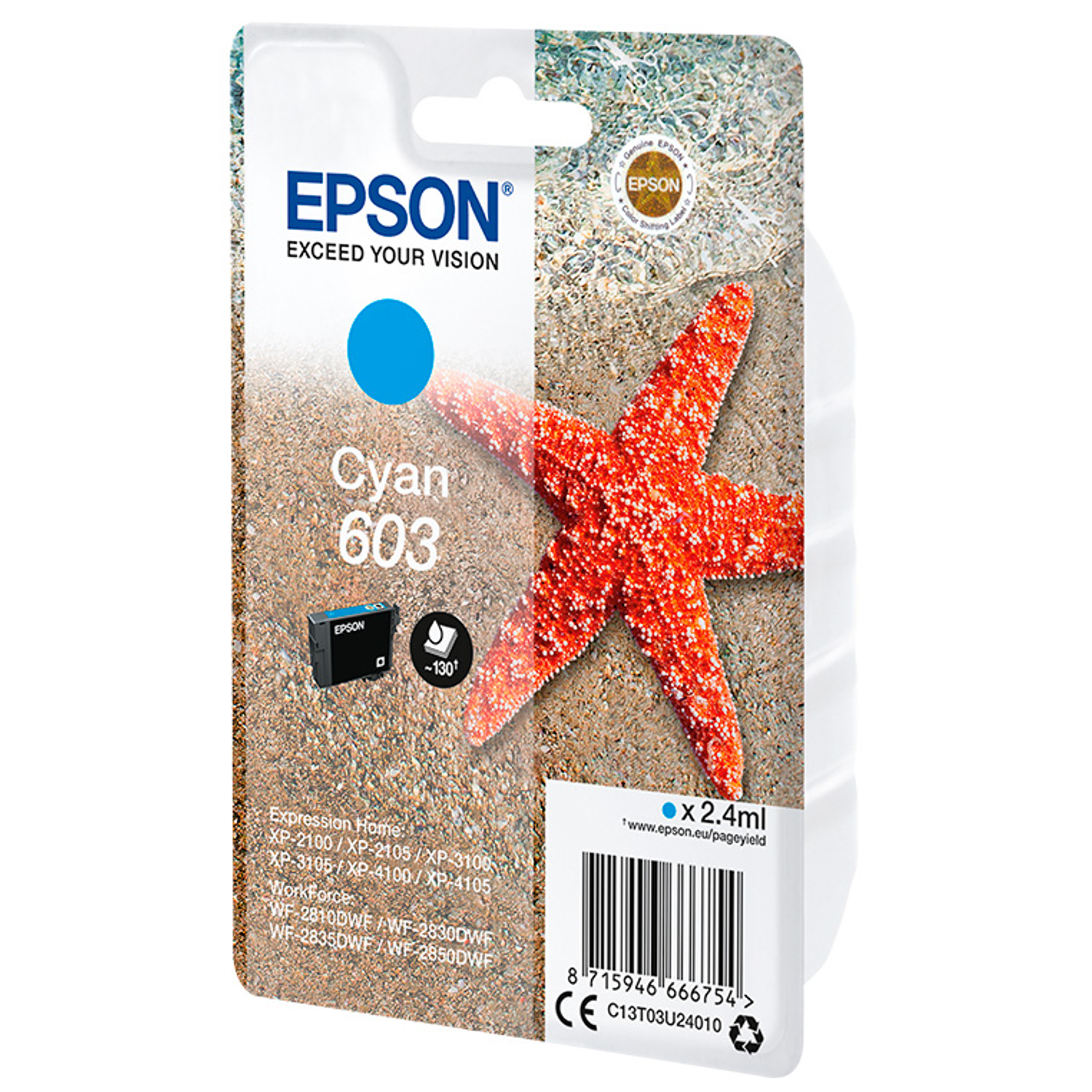 Tinteiro epson cian std estrela do mar 1 603 rf / am single 3