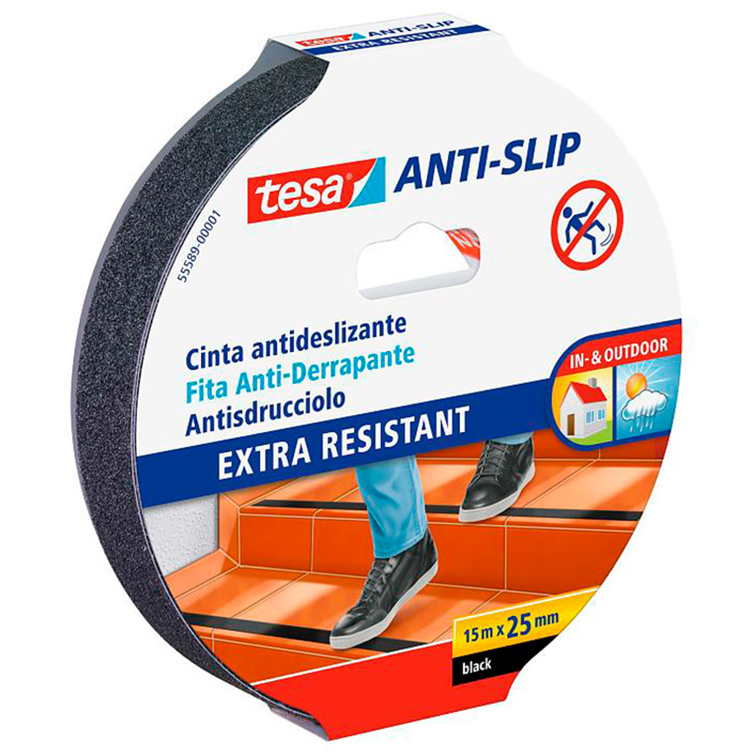 Fita antideslizante adesiva tesa uso interior / exterior cor preto 15 mt x 25 mm 2