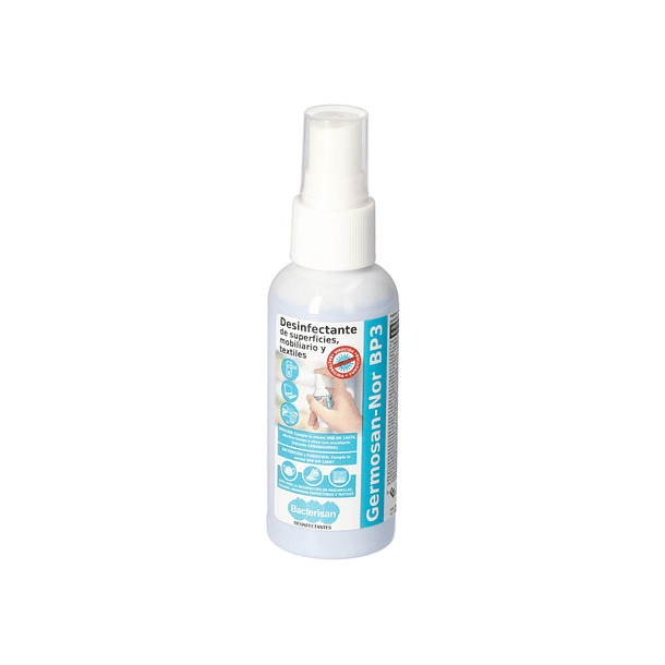 Gel hidroalcoolico higienizante pack bacterigel frasco spray 60 ml + desemfetante de superficies e mobiliario germosan f 5