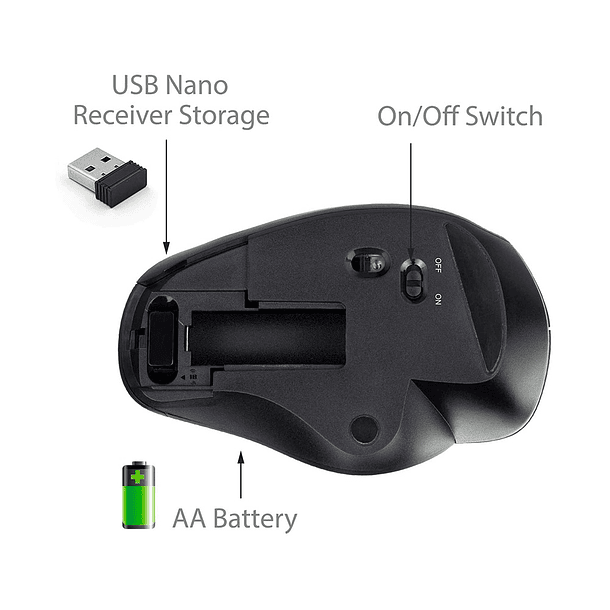 Rato ergonomico ewent sem fios 1600 ppp com roda de deslocamento no polegar 5