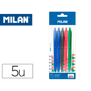 Esferografica milan p1 retratil 1 mm touch blister de 5 unidades cores sortidas