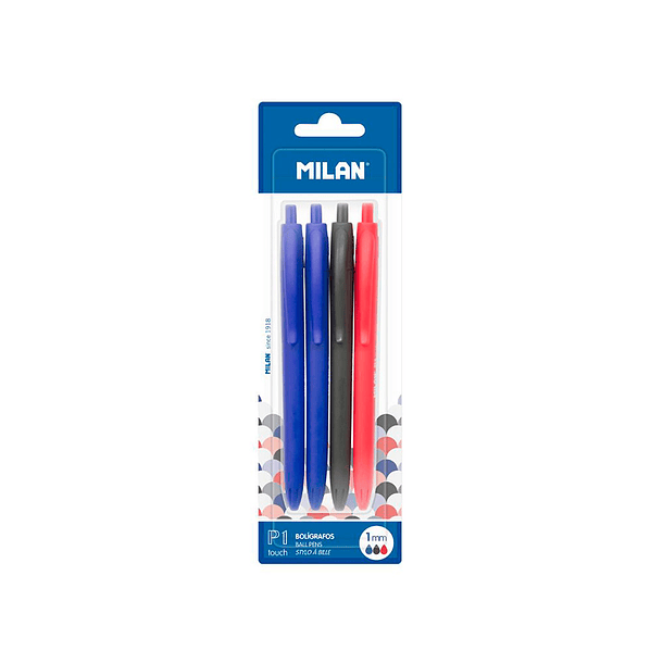 Esferografica milan p1 retratil 1 mm touch blister de 4 unidades cores sortidas 2