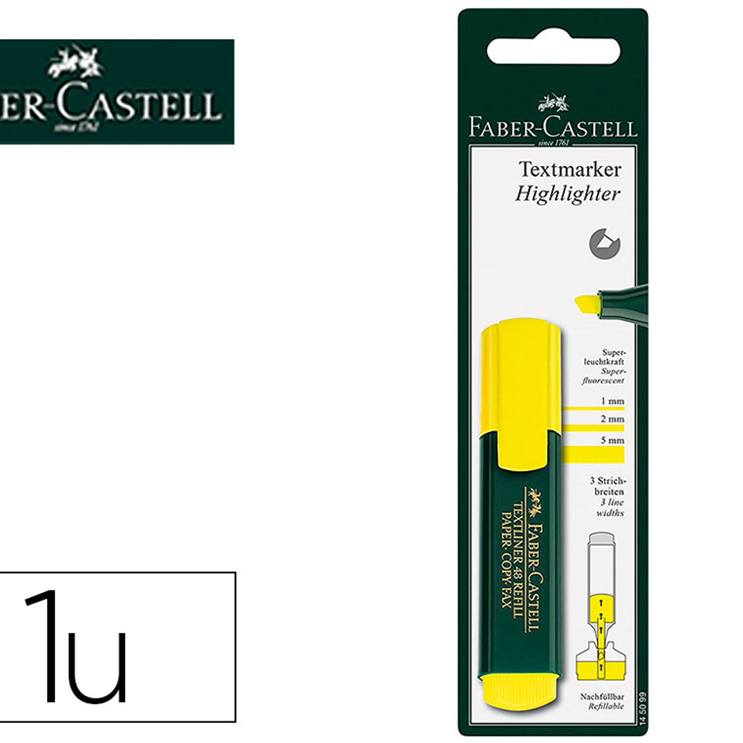 Marcador faber castell fluorescente textliner 48-07 amarelo blister de 1 unidade 1