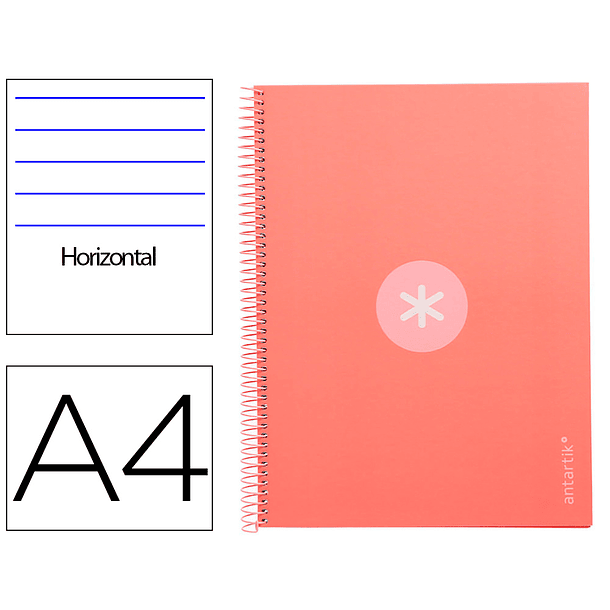 Caderno espiral liderpapel din a4 antartik capa forrada 80f 90 gr pautado 1 banda 4 furos cor rosa claro 1