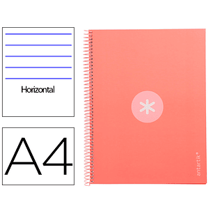 Caderno espiral liderpapel din a4 antartik capa forrada 80f 90 gr pautado 1 banda 4 furos cor rosa claro