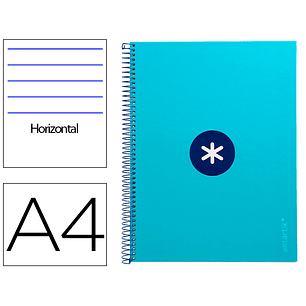 Caderno espiral liderpapel din a4 antartik capa forrada 80f 90 gr pautado 1 banda 4 furos cor turquesa