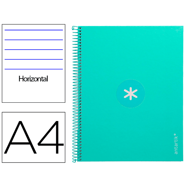 Caderno espiral liderpapel din a4 antartik capa forrada 80f 90 gr pautado 1 banda 4 furos cor menta 1