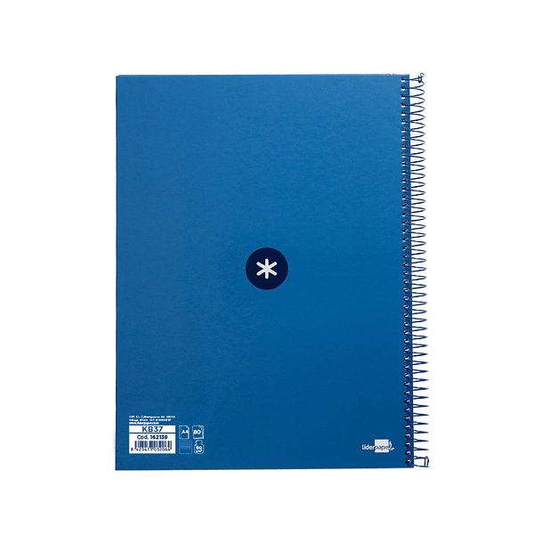 Caderno espiral liderpapel din a4 antartik capa forrada 80f 90 gr pautado 1 banda 4 furos cor azul escuro 3