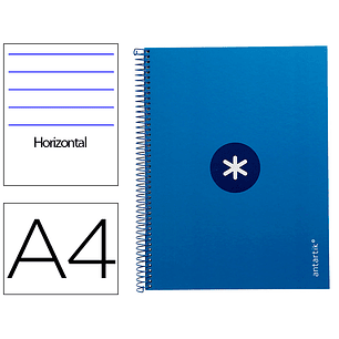 Caderno espiral liderpapel din a4 antartik capa forrada 80f 90 gr pautado 1 banda 4 furos cor azul escuro