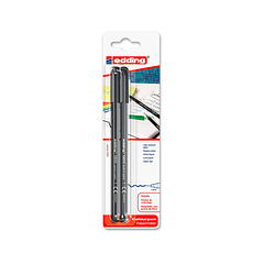 Marcador edding 1200 ponta de fibra redonda traco 1 mm n.1 preto blister de 2 unidades