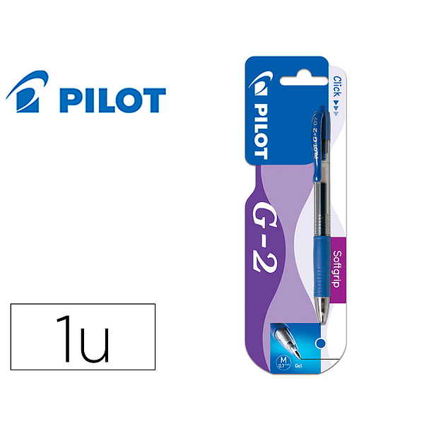 Esferografica pilot g-2 azul tinta gel retratil apoio em borracha em blister 1