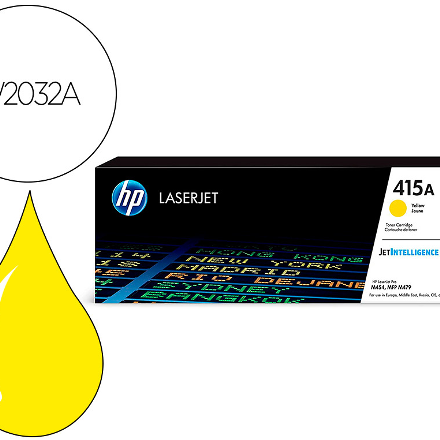 Toner hp 415a para hp color laserjet pro m454 mfp m479 amarelo 2100p 2