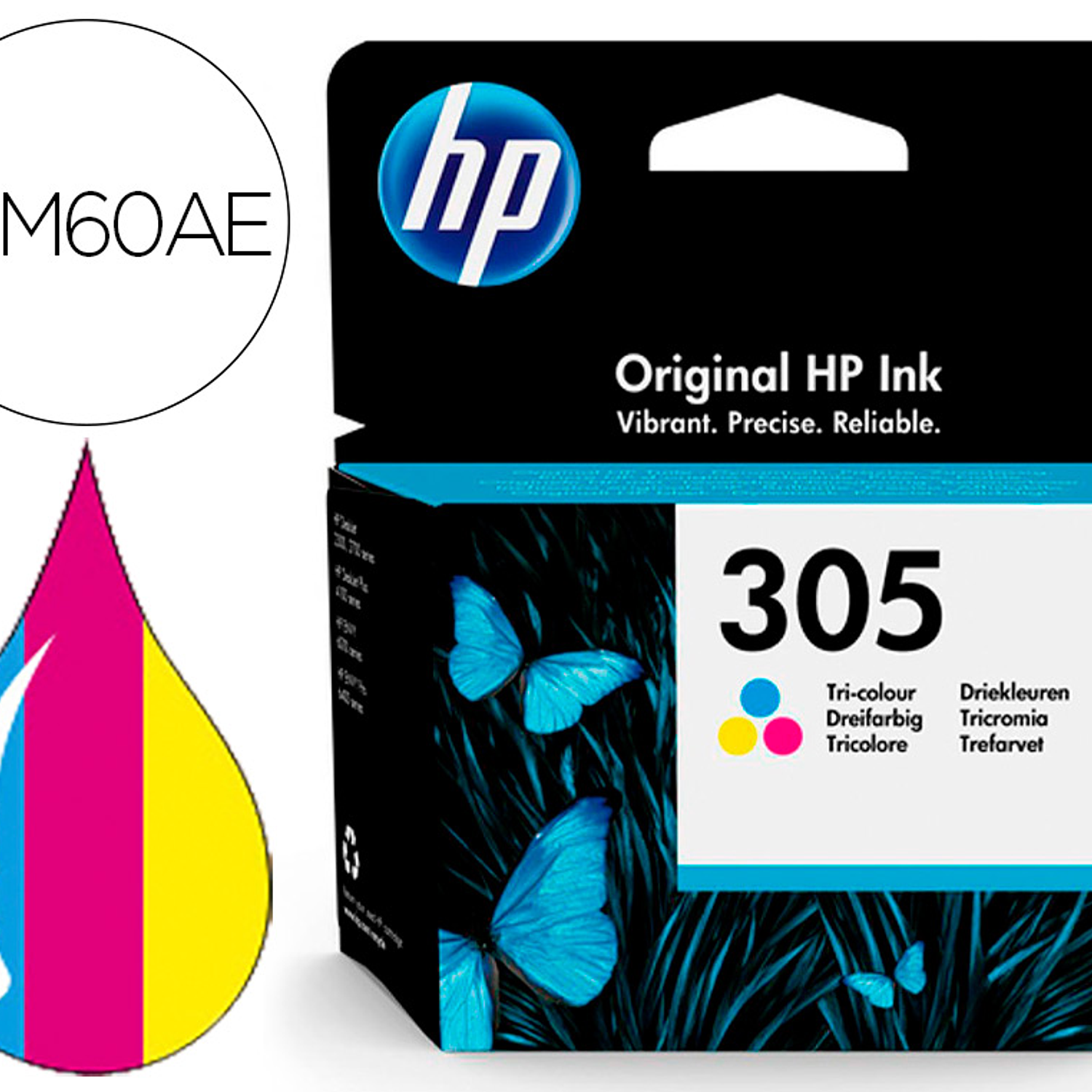 Tinteiro hp 305 deskjet 1210 / 1212 / 1255 / 2732 / 2752 / 4155 / 4158 envy 6020 / 6052 /6055 / 6420 tricolor 100 2