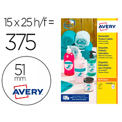 Etiqueta adesiva avery branca redonda removivel para impressora laser injeção de tinta e fotocopiadora 51 mm