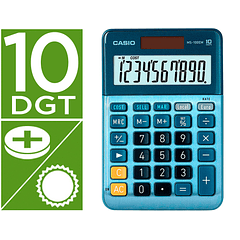 Calculadora casio ms-100em secretaria 10 digitos tx +/- tecla duplo zero cor azul