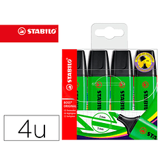 Marcador stabilo boss fluorescente 70 verde estojo de 4 unidades