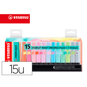 Marcador stabilo boss fluorescente 70 pastel deskset estojo de 15 unidades cores sortidas