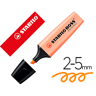 Marcador stabilo boss fluorescente 70 pastel laranja palido