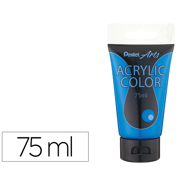 Tinta acrilica pentel em tubo de 75 ml cor azul ceu escuro 1