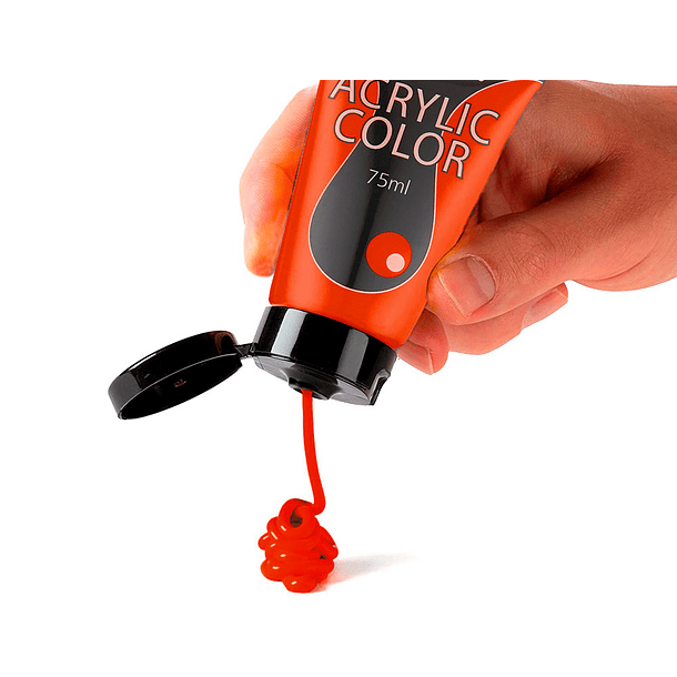 Tinta acrilica pentel em tubo de 75 ml cor laranja 3