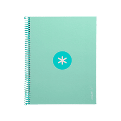 Caderno espiral liderpapel din a4 antartik capa forrada 80f 90 gr quadricula 5mm 1 banda 4 furos cor menta