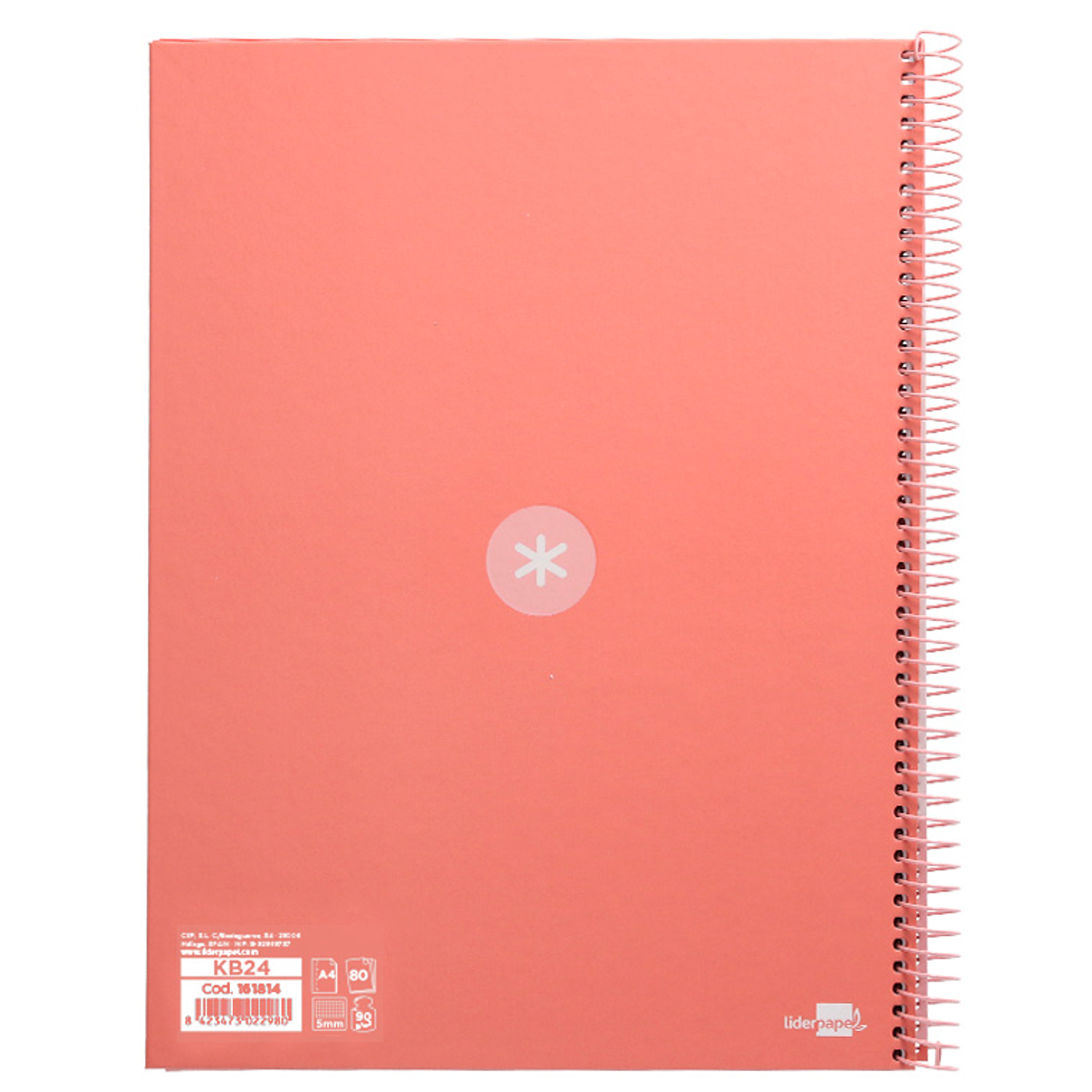 Caderno espiral liderpapel din a4 antartik capa forrada 80f 90 gr quadricula 5mm 1 banda 4 furos cor rosa claro 3