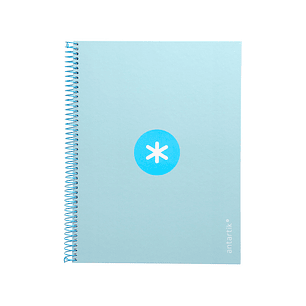 Caderno espiral liderpapel din a4 antartik capa forrada 80f 90 gr quadricula 5mm 1 banda 4 furos cor celeste