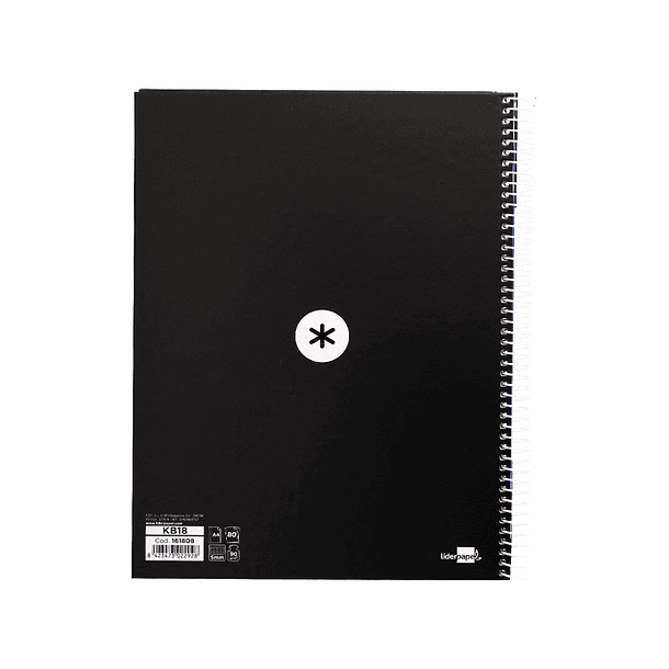 Caderno espiral liderpapel din a4 antartik capa forrada 80f 90 gr quadricula 5mm 1 banda 4 furos cor preto 3