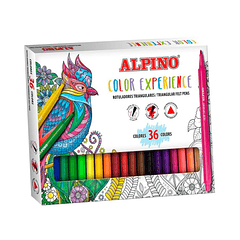 Marcador alpino dual artist ponta dupla color experience estojo de 36 cores sortidas