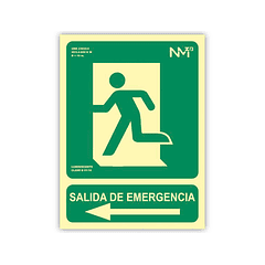 Pictograma archivo 2000 saida de emergencia esquerda pvc verde luminiscente 224x300 mm