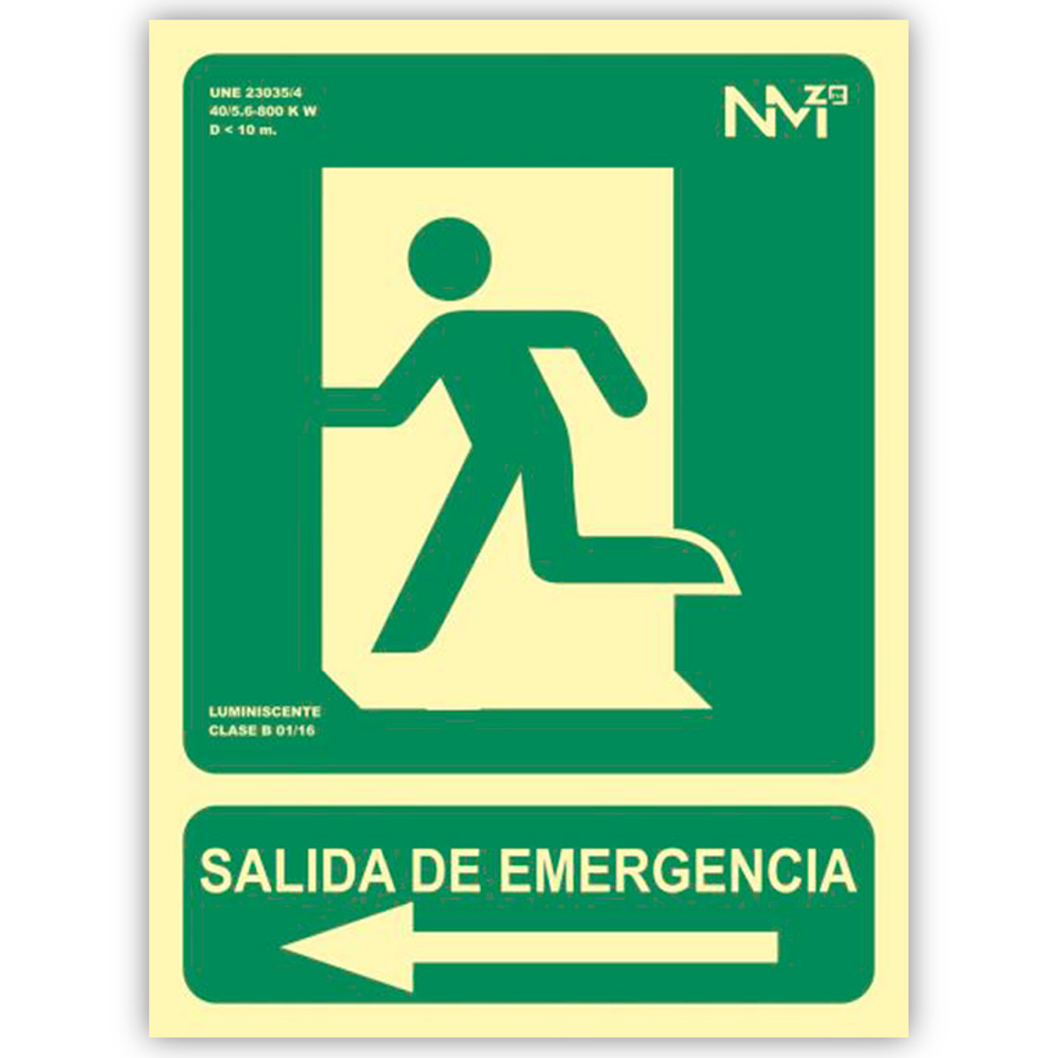 Pictograma archivo 2000 saida de emergencia esquerda pvc verde luminiscente 224x300 mm 3