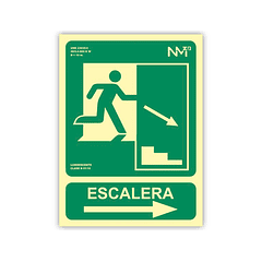 Pictograma archivo 2000 saida emergencia escada descer direita pvc verde luminiscente 224x300 mm