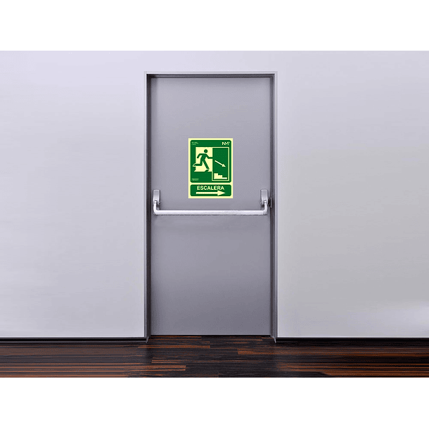 Pictograma archivo 2000 saida emergencia escada descer direita pvc verde luminiscente 224x300 mm 4