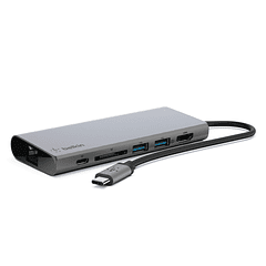 Adaptador belkin avc008btsgy multiportas usb-c a ethernet / usb-c / usb-a / hdmi / sd cor cinza