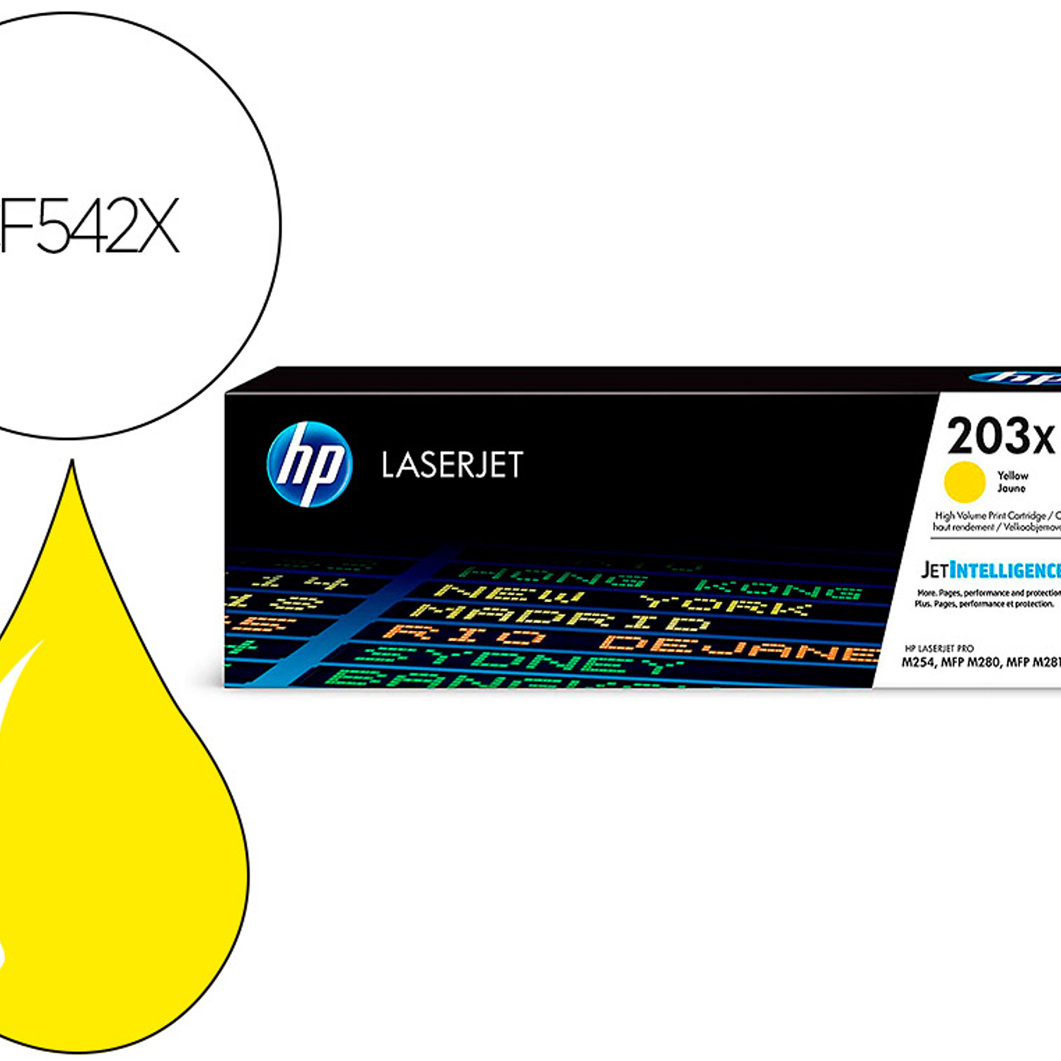 Toner hp laserjet 203x m254dw / 280nw / 281fdw amarelo 2500 paginas 1