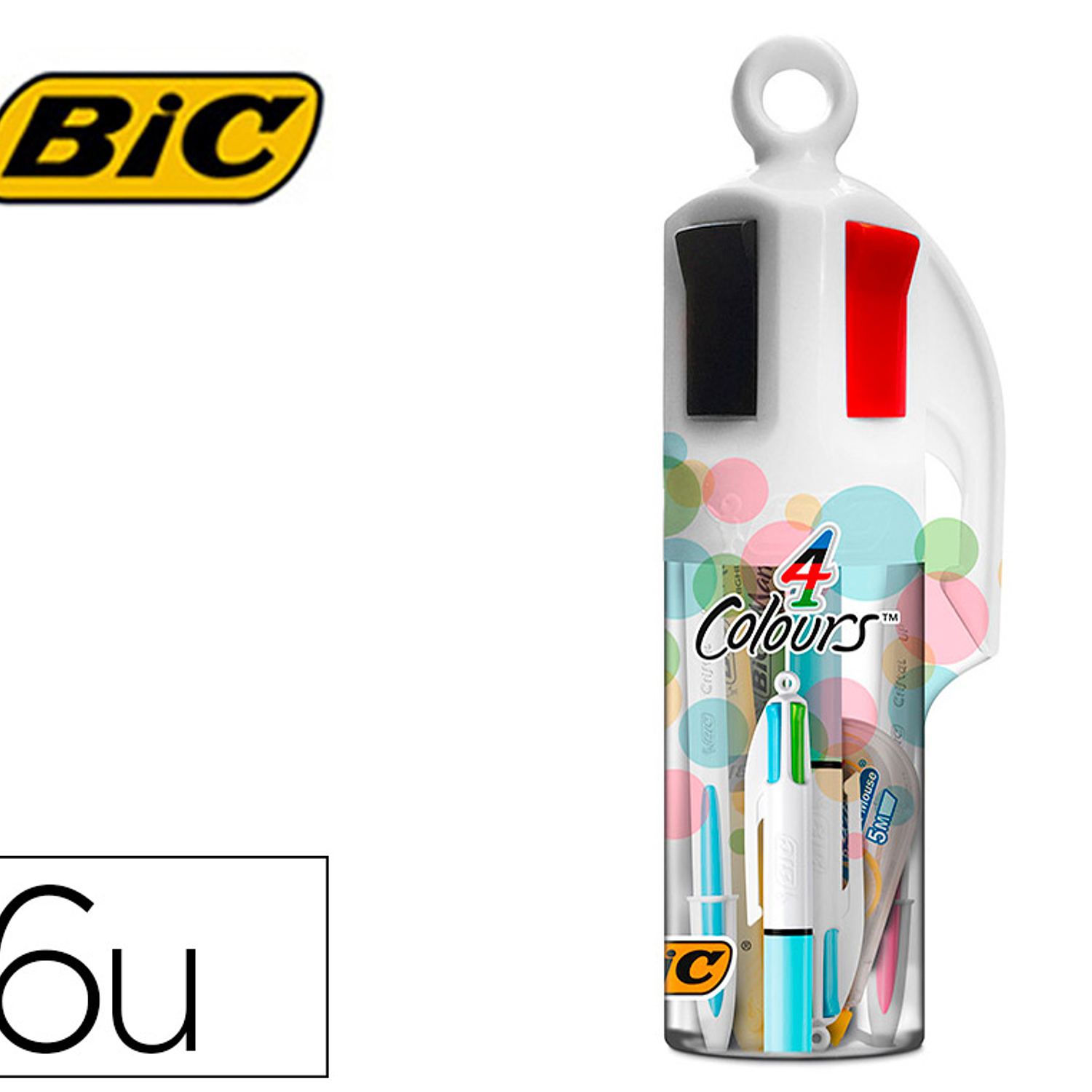 Set bic megatubo pastel 2 cristal up + 1 quatro cores pastel + 2 fluor grip pastel + 1 corretor mini pocket mouse 2