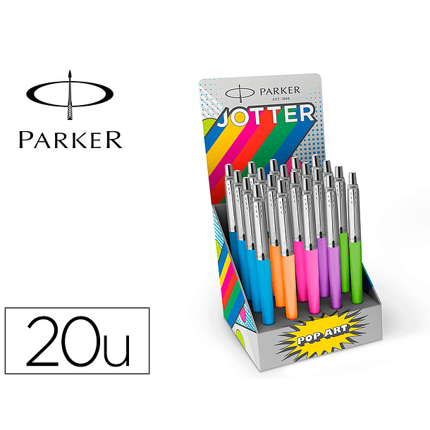 Esferografica parker jotter originals pop art edicao especial expositor de 20 unidades cores sortidas 1