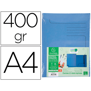 Subpasta cartolina exacompta clean safe din a4 con 2 abas azul 400 gr pack de 5 unidades