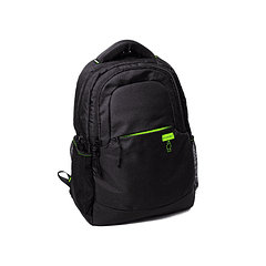 Mochila para portatil q-connect 15,6\&quot; preta 1 asa 2 bolsos exteriores medidas 320x430x140 mm fabricada em rpet