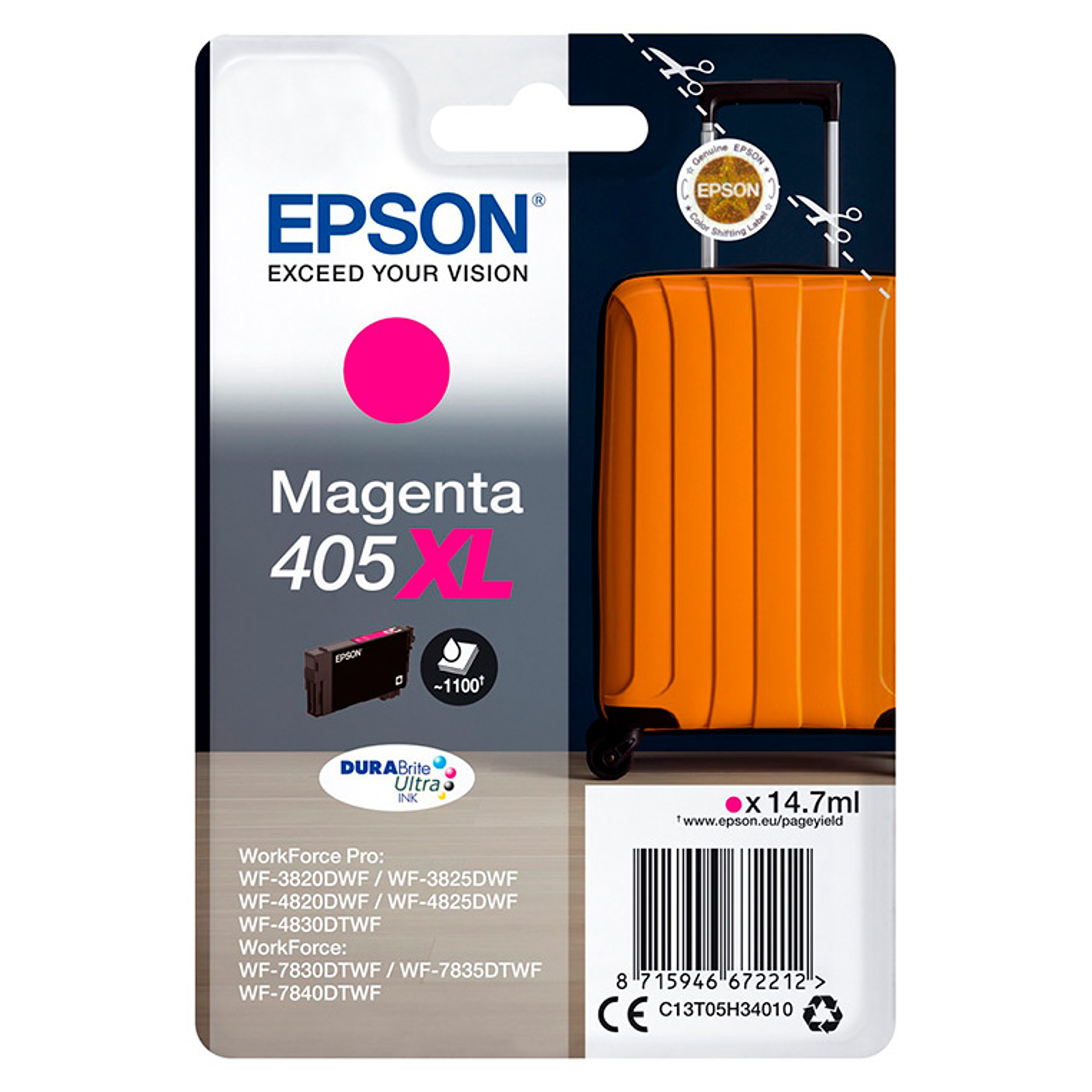 Tinteiro epson 405 xl wf-3820dwf / wf-4820dwf / wf-7830dtwf / wf-7840dtwf alta capacidade magenta 3